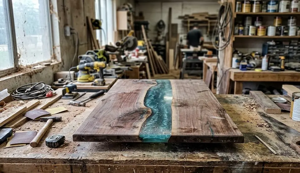 Stół river table z żywicy epoksydowej - praca Marty z Krakowa